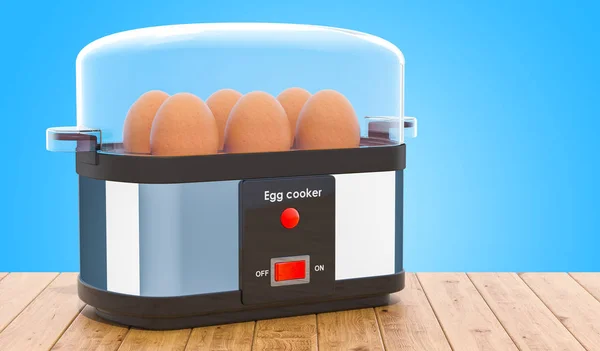 Egg Cooker Egg Boiler Eggs Wooden Table Rendering — Stock Photo, Image