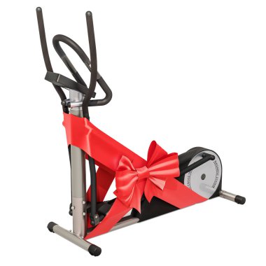 Eliptik eğitmen yay ve şerit, Hediyelik konsepti ile. Beyaz arka plan üzerinde izole 3d render