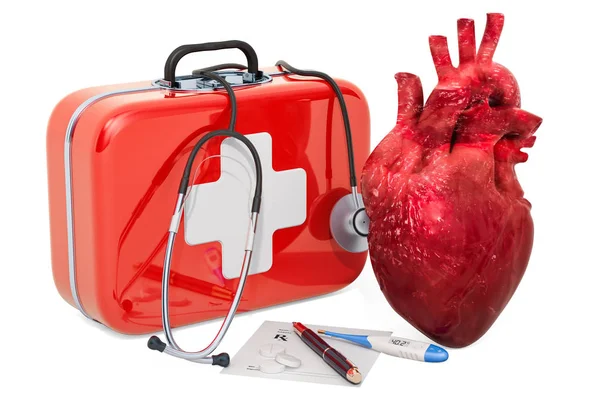 Перша Медична Допомога Лікування Концепції Серця Візуалізація Ізольовано Білому Тлі — стокове фото