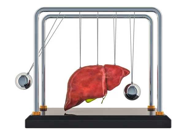 Newton Cradle Liver Pain Liver Liver Disease Concept Rendering Isolated — Stock Photo, Image