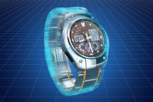 Visualisierung Cad Modell Der Digitalen Armbanduhr Rendering — Stockfoto