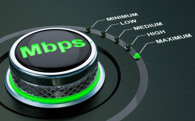 Mbps topuzu, internet hızı maksimum düzeyde. 3D render