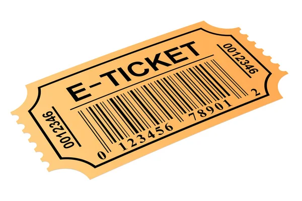 Elektronikus Jegy Ticket Rendering Elszigetelt Fehér Background — Stock Fotó