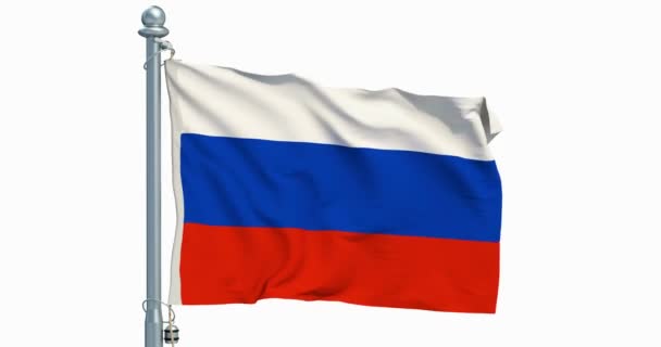 Bendera Rusia Melambaikan Tangan Pada Latar Belakang Putih Animasi Perender — Stok Video