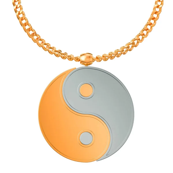 Arany Lánc Rendering Yin Yang Szimbólum — Stock Fotó