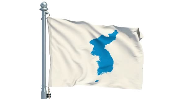 Bandera Unificación Coreana Sobre Fondo Blanco Animación Renderizado — Vídeos de Stock