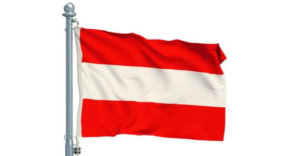 Bandeira Austríaca Acenando Sobre Fundo Branco Animação Renderização — Vídeo de Stock