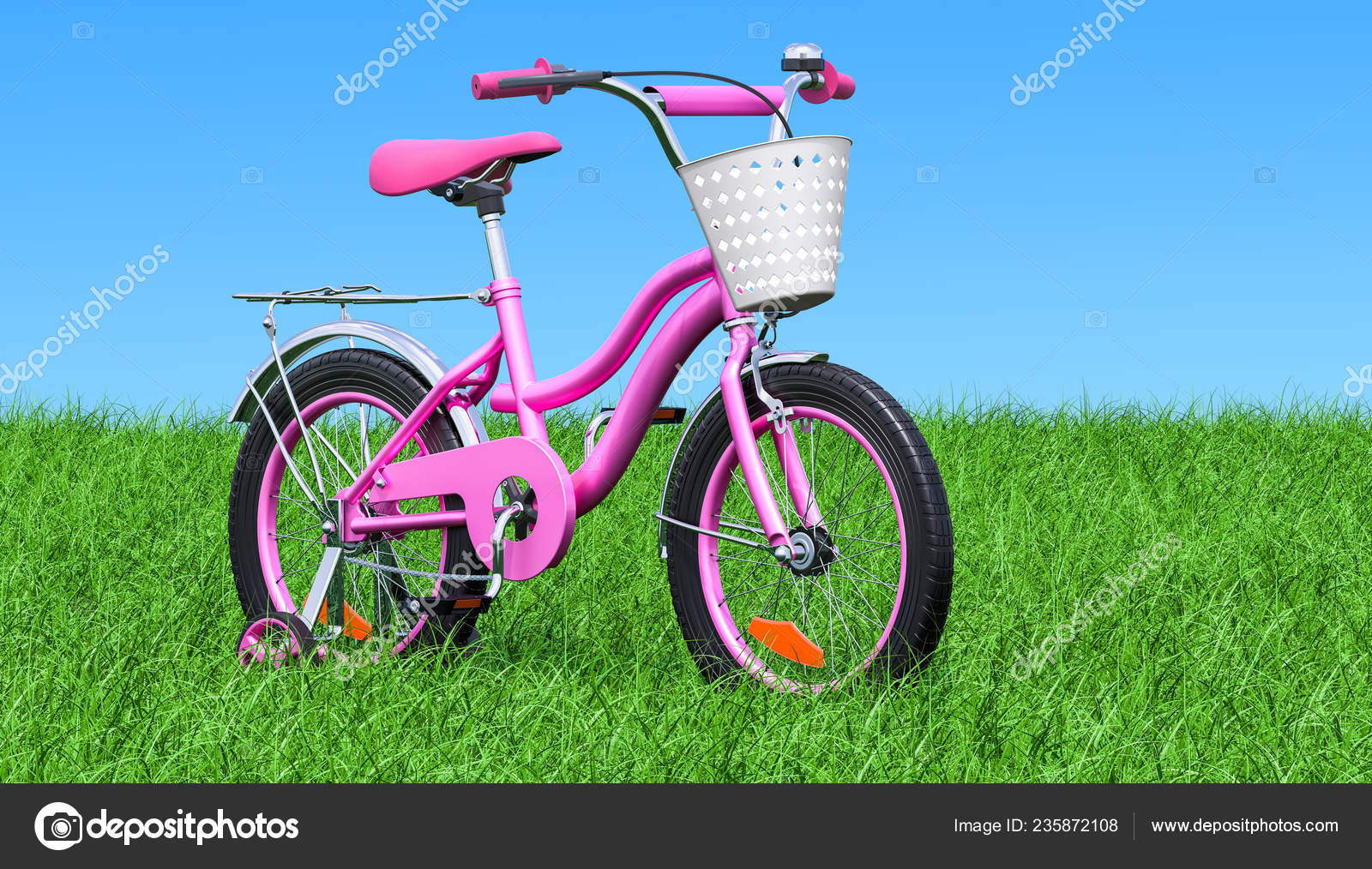 green bike with training wheels