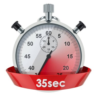 Kronometre ile 35 saniye zaman. Beyaz arka plan üzerinde izole 3d render
