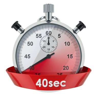 Kronometre ile 40 saniye zaman. Beyaz arka plan üzerinde izole 3d render