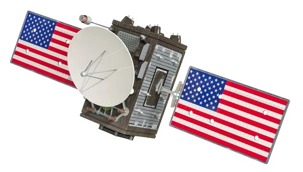 アメリカ合衆国 白い背景で隔離 レンダリングの衛星 — ストック写真