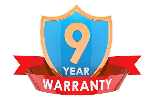 Year Warranty Shield Badge Rendering Isolated White Background — Stock Photo, Image