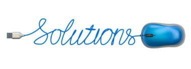 Bilgisayar fare kablosunu, 3d render Word'den çözüm