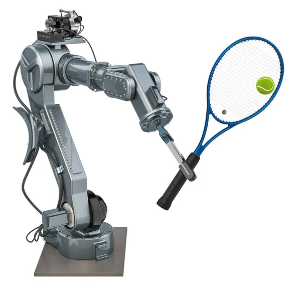 Robotarm Spela Tennis Rendering — Stockfoto