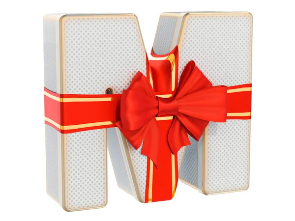 Buchstabe Geschenkbox Form Eines Buchstabens Mit Roter Schleife Schleife Darstellung — Stockfoto