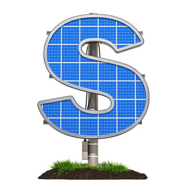 Alphabet Buchstabe Solarpanel Buchstabenform Rendering Isoliert Auf Weißem Hintergrund — Stockfoto
