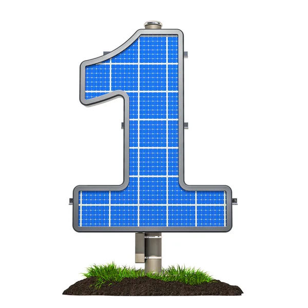 Nummer Solarmodul Form Der Zahl Rendering Isoliert Auf Weißem Hintergrund — Stockfoto