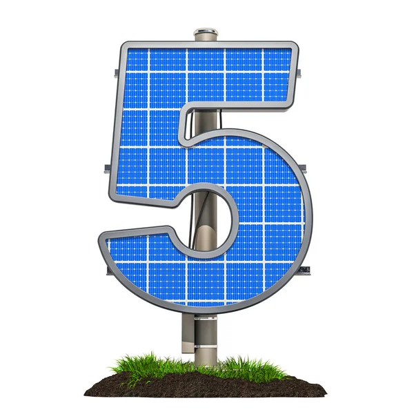 Nummer Solarmodul Form Der Zahl Rendering Isoliert Auf Weißem Hintergrund — Stockfoto