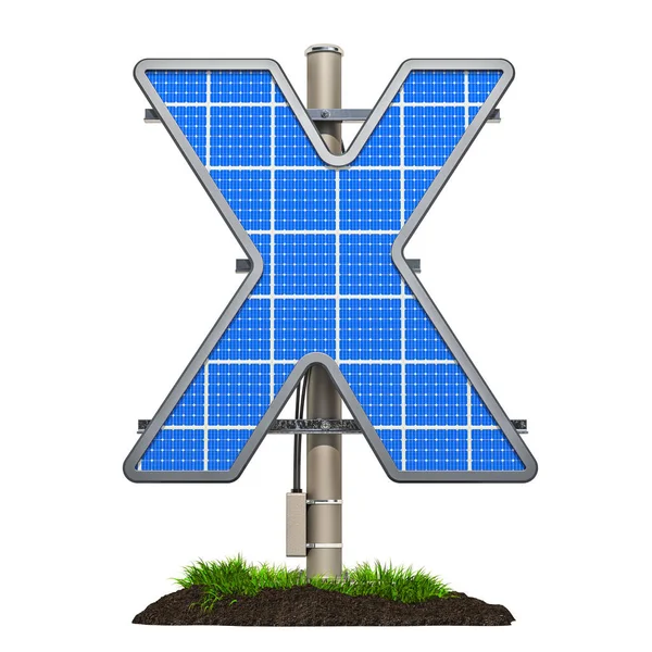 Buchstabe Solarpanel Buchstabenform Rendering Isoliert Auf Weißem Hintergrund — Stockfoto