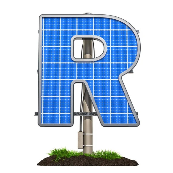 Buchstabe Solarpanel Buchstabenform Rendering Isoliert Auf Weißem Hintergrund — Stockfoto