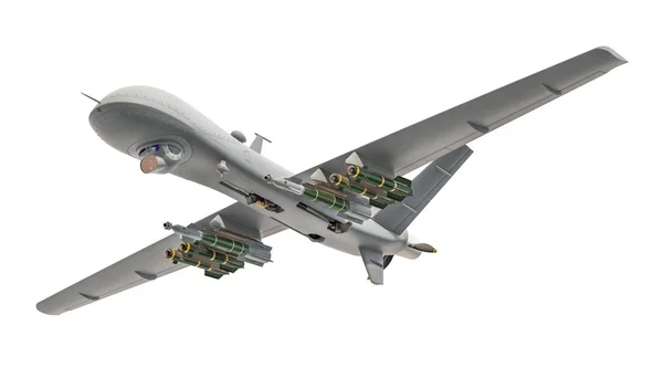 Militaire Drone Rendering Geïsoleerd Witte Achtergrond — Stockfoto