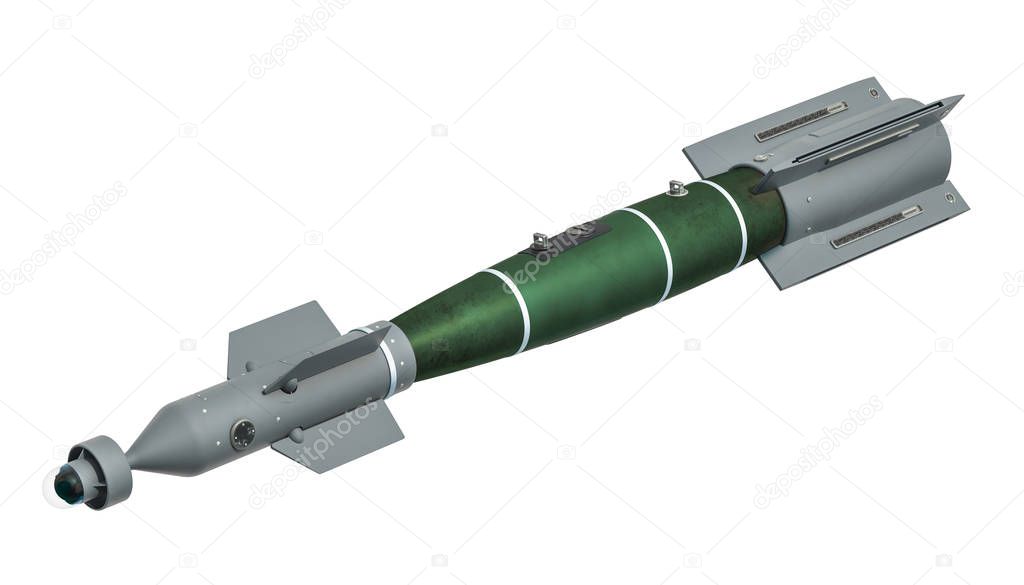 An air-to-surface missile (ASM). 3D rendering isolated on white background