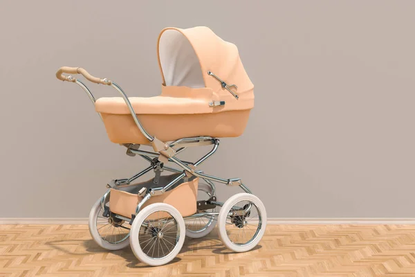 Baby Stroller Room Wooden Floor Rendering — Stock Photo, Image