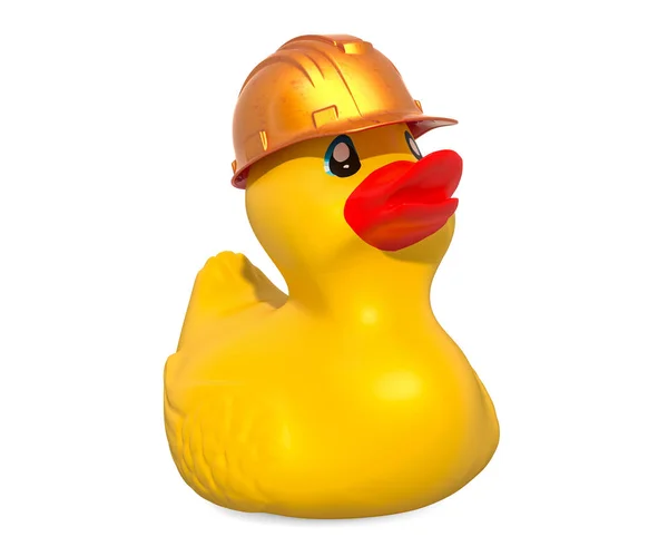 Construction Rubber Duck Rendering Isolated White Background — Stock Photo, Image