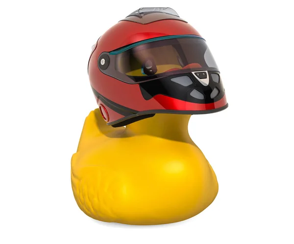 Racer Rubber Duck Rendering Geïsoleerd Witte Achtergrond — Stockfoto