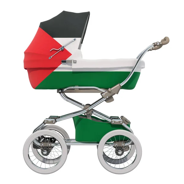 Baby Babakocsi Palesztin Zászló Textúra Rendering Elszigetelt Fehér Háttér Mintázata — Stock Fotó