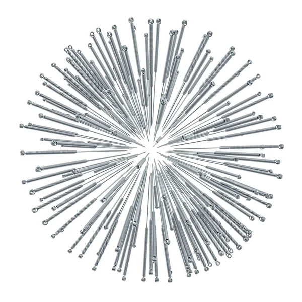 Sfär Från Akupunktur Nålar Rendering Isolerad Vit Bakgrund — Stockfoto