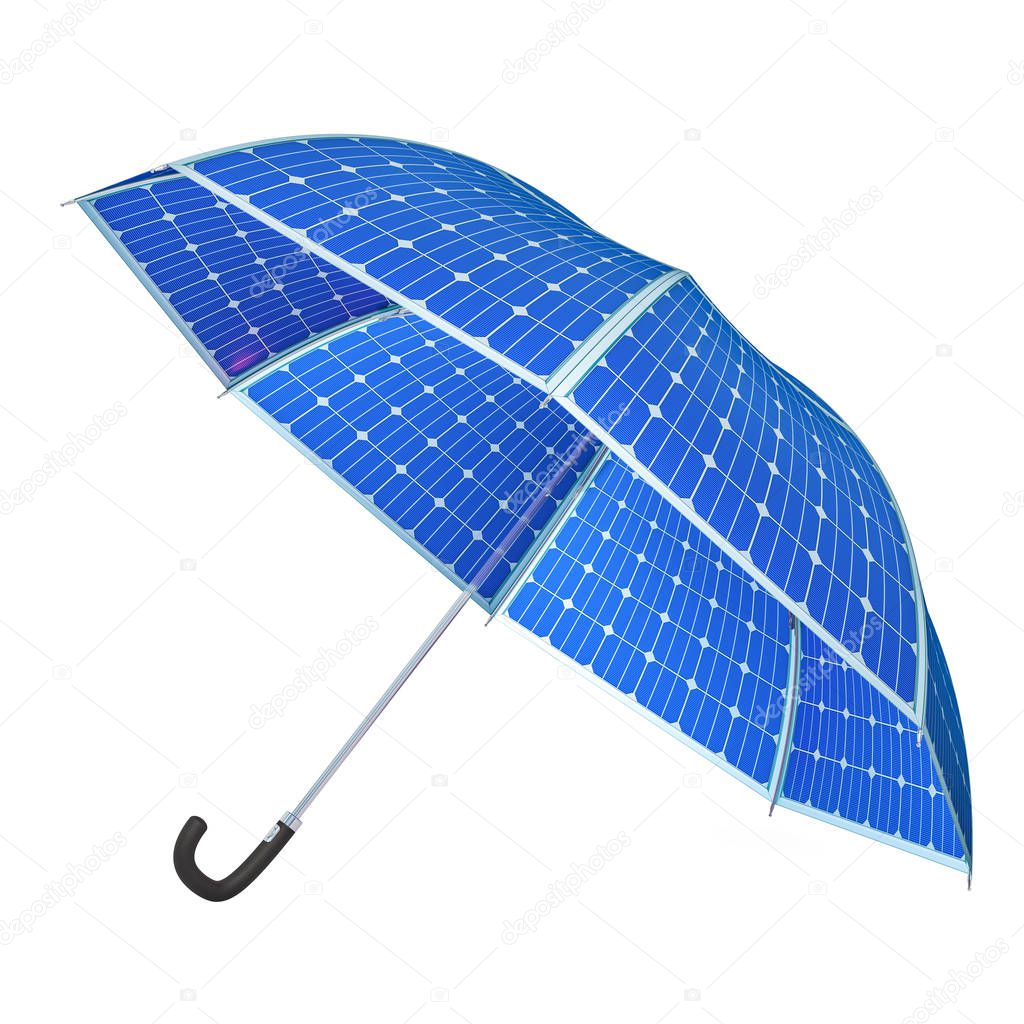 Umbrella with Solar Panels, 3D rendering isolated on white background