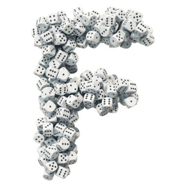 Alfabe harf F, zar kumar. Beyaz arka plan üzerinde izole 3d render