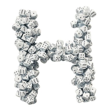 Alfabe harf H, zar kumar. Beyaz arka plan üzerinde izole 3d render