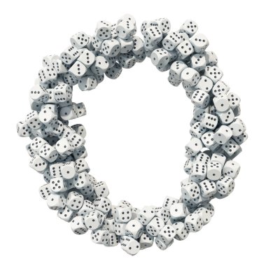 Alfabe harf O, zar kumar. Beyaz arka plan üzerinde izole 3d render