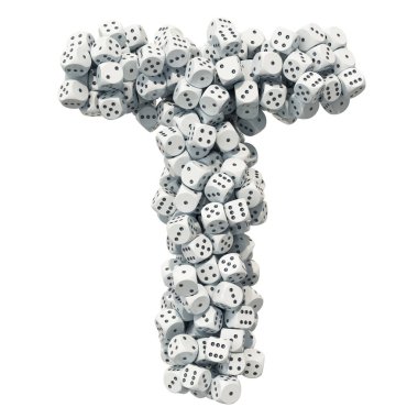 Alfabe harf T, zar kumar. Beyaz arka plan üzerinde izole 3d render