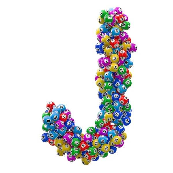 stock image Alphabet letter J, from lottery balls. 3D rendering isolated on white background