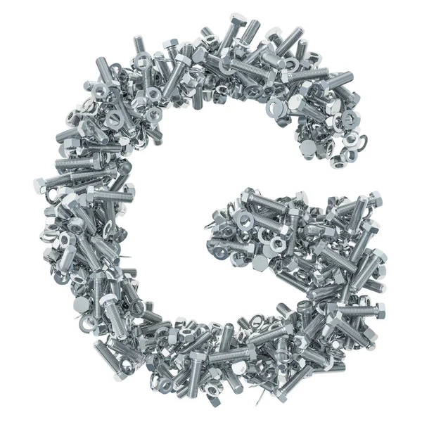 Alphabet Letter Bolts Nuts Washers Rendering Isolated White Background — Stock Photo, Image