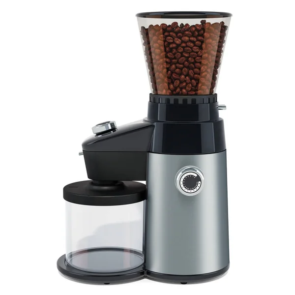 Electric coffee grinder with coffee beans, 3D rendering — Stock Photo, Image