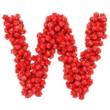 Kırmızı yirmi taraflı DICE, 3d render gelen Alfabe harf W