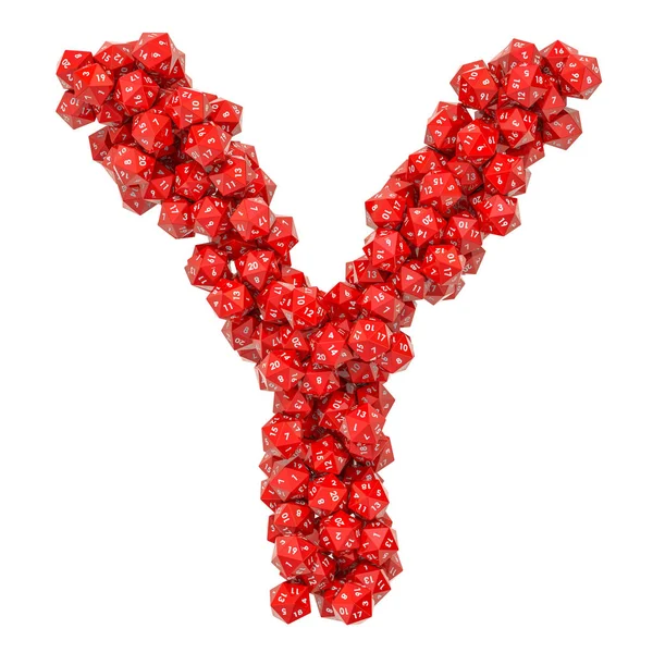Kırmızı yirmi taraflı DICE, 3d render gelen Alfabe harf Y