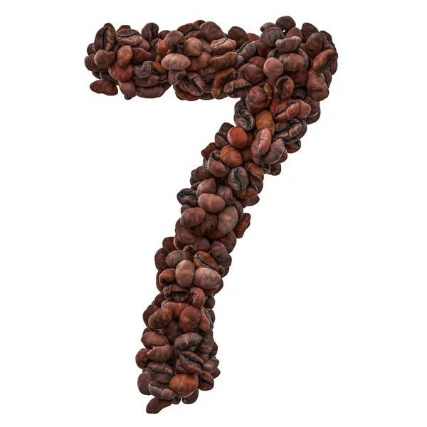 Kavrulmuş kahve çekirdekleri, 3d render arasında sayı 7 — Stok fotoğraf