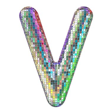 Disko yazı tipi, mektup glitter ayna esaslarını V. 3D render