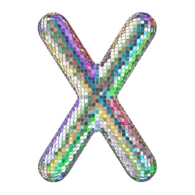 Disko yazı tipi, mektup glitter ayna esaslarını X. 3D render