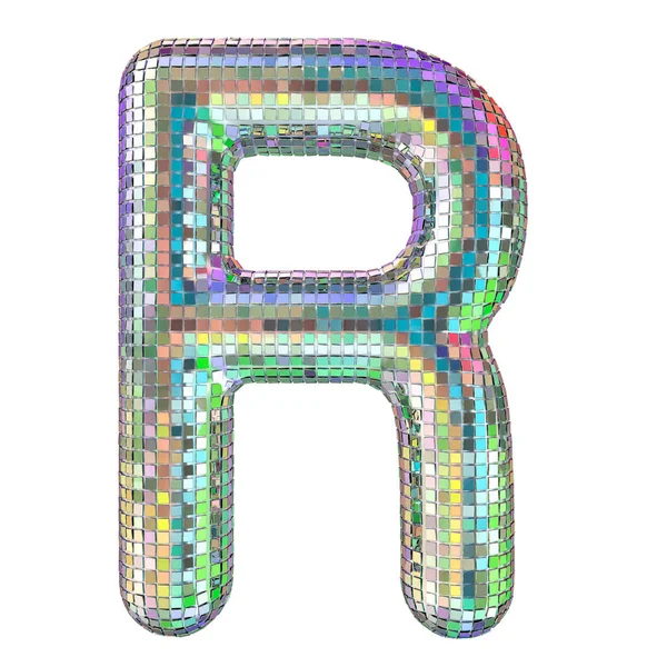 Disco lettertype, letter R van glitter spiegel facetten. 3D-rendering — Stockfoto