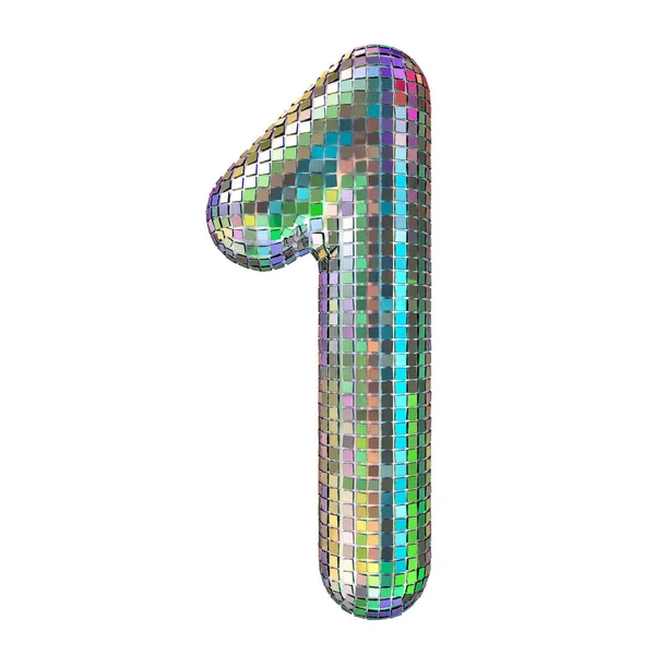 Disco lettertype, nummer 1 in glitter spiegel facetten. 3D-rendering — Stockfoto