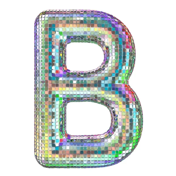 Disco fuente, letra B de facetas espejo brillo. Renderizado 3D —  Fotos de Stock
