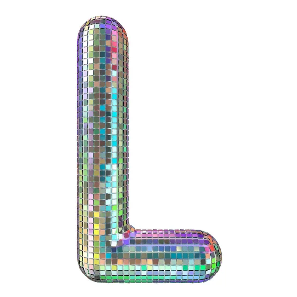 Disco lettertype, letter L van glitter spiegel facetten. 3D-rendering — Stockfoto