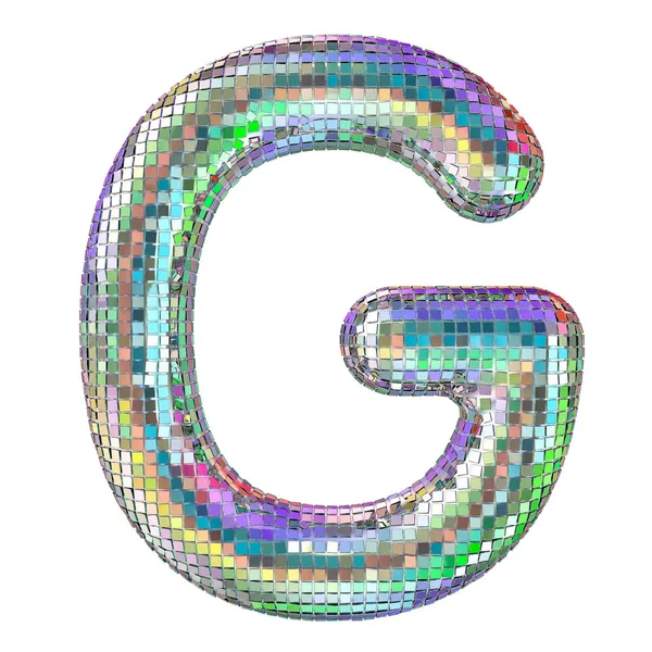 Disco lettertype, letter G van glitter spiegel facetten. 3D-rendering — Stockfoto