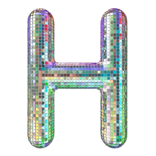 Disco lettertype, letter H van glitter spiegel facetten. 3D-rendering — Stockfoto